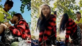คลิปหลุดวัยรุ่น แอบเย็ดกันในวันเกี่ยวข้าวพาสาวมาในป่าจับกดหัวโม๊คควยเย็ดท่าหมา เย็ดไประแวงไป